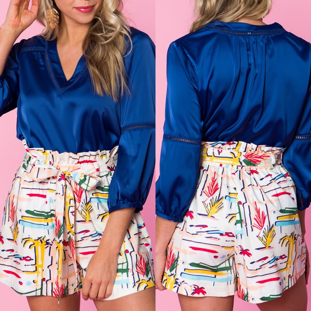 NWT CROSBY by Mollie Burch | White Côte d'Azur Abstract Sammi Shorts